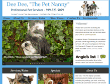 Tablet Screenshot of deedeethepetnanny.com